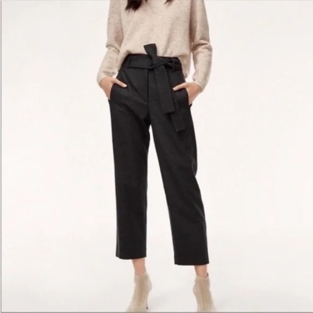Wilfred Jallade wool and cashmere belted pants in charcoal grey